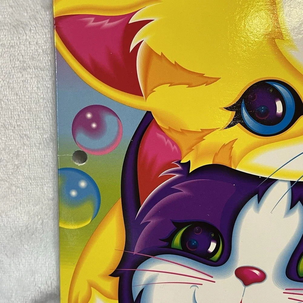 Lisa Frank Purple & Yellow Cuddly Kittens Cats 3 Ring Binder Folder Vintage 90's